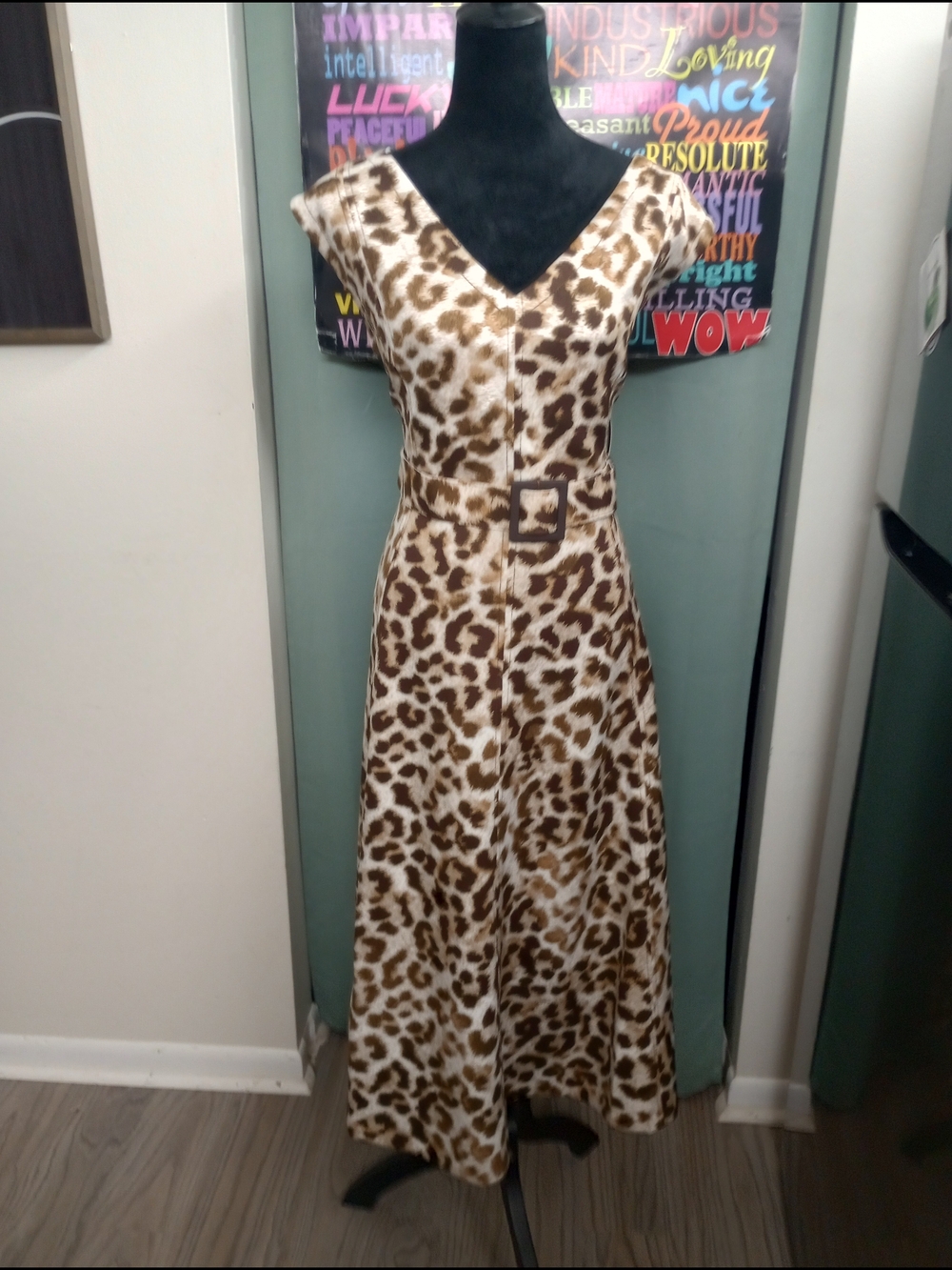 Andrew Marc Animal Print V-Neck Scuba Dress